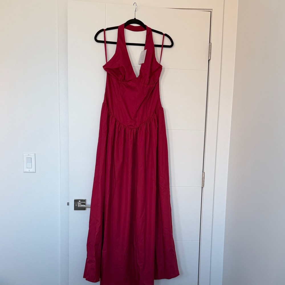 Elegant Halter Neck Red Dress